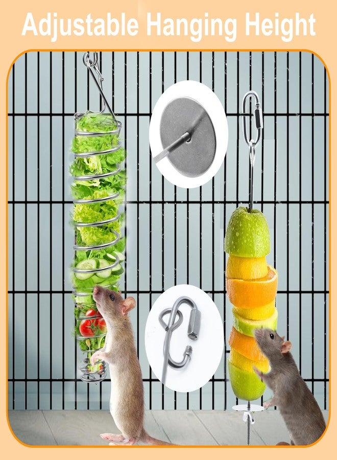 aeloer 2pcs Rat Enrichment Foraging Toys, 304 Stainless Steel Pet Rats Fruit Vegetable Holder, Hanging Slow Feeder Mice Feeder, Fancy Mice Cage Accessories Puzzle Toy for Hamster Rodents Bird Parakeet - Image 3